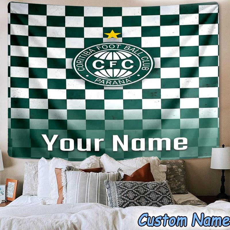 Custom Name Coritiba Football Club Emblem Printed Tapestry, for Bedroom,Livingroom, dormitory, Large Wall Decor, Fabric Decor Fan Birthday Gifts