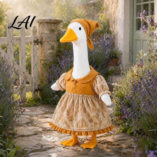 Porch Goose Costumes Thanksgiving Outfit Autumn Dress with Head Scarf Seasonal Outfit for 23 Inch Statue Outdoor Garden Yard Decor Lawn Clothes