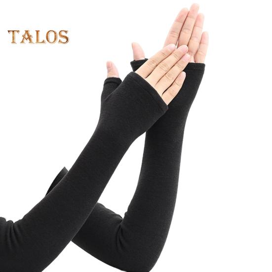 1 пара перчаток осень-зима без пальцев трикотажные высокоэластичные сенсорные нескользящие утеплители для рук длиной до локтя нарукавники сохраняют тепло ветрозащитные для велоспорта