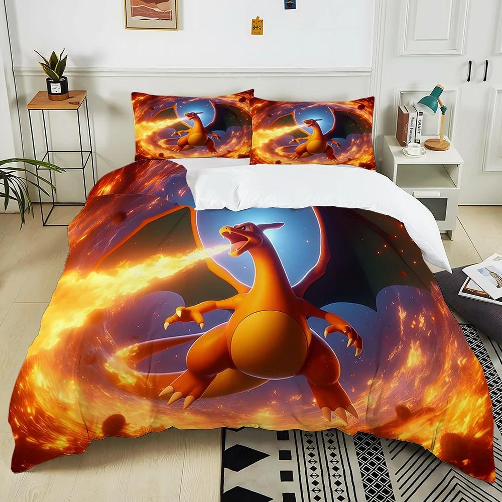 Пододеяльник Наволочка Комплект Постельного Белья Charizard Взрослый Мальчик Девочка Декор Спальни Дети Односпальный Двуспальный Большой Размер
