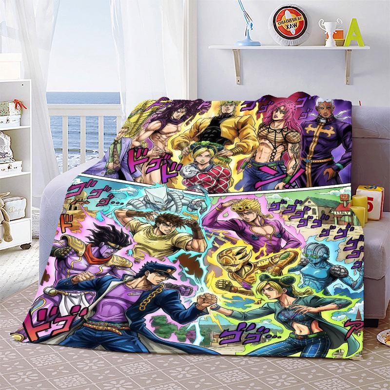 JoJo Anime Throw Blanket Flannel Soft Warm Lightweight Blanket for Sofa Bed Home Decoration -QJY
