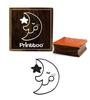 Printtoo Scrap-booking Sleeping Moon Design Brown Square Wooden Rubber Stamp-2 x 2