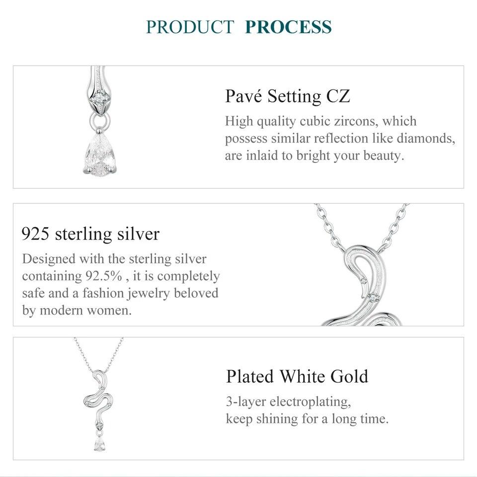 BAMOER 925 пробы серебро кулон в виде змеи, ожерелье с подвеской в ​​форме змеи для женщин, регулируемое звено цепи, ювелирные изделия, подарок на вечеринку