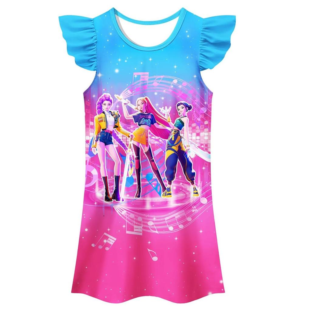 Повседневные платья принцесс для девочек с принтом KPop Demon Hunters