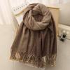 Autumn and Winter New Pure Wool Plaid Scarf Women's Versatile High-end Fringed Shawl Thickened Warm Scarf