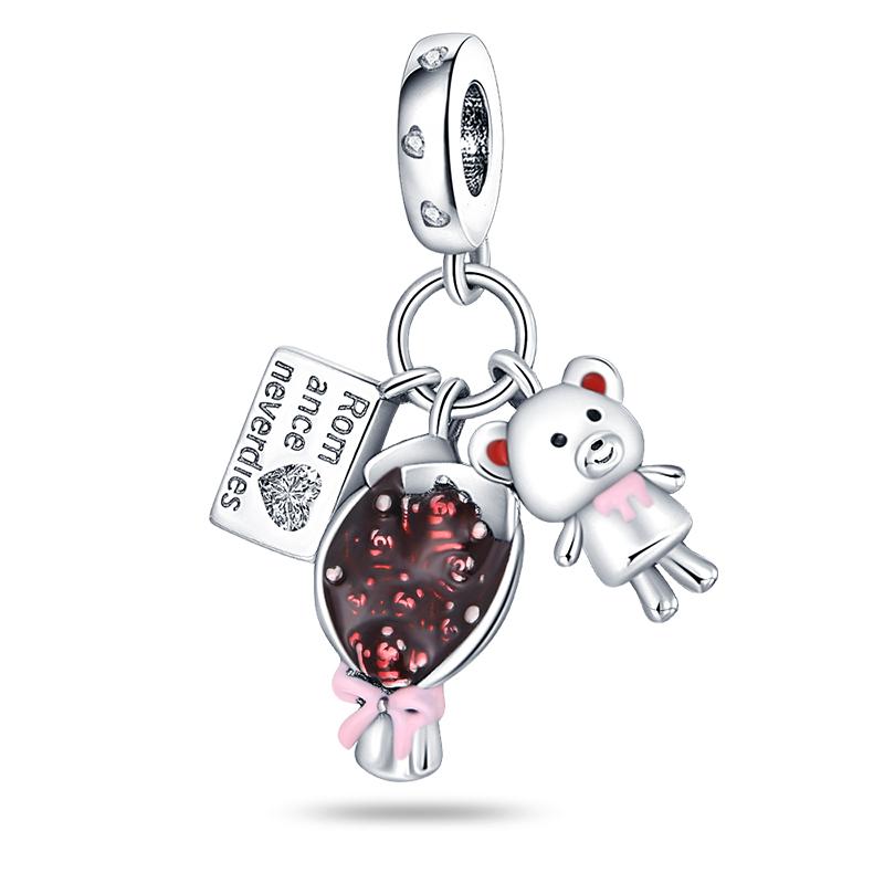 925 Sterling Silver Bouquet of Flowers Cat Swallow Snail Butterfly Pendant Charms Beads Fit Bracelet DIY Birthday Jewelry Gift