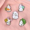 Rabbit Holding Radish Sunflower Four Leaf Clover Animal Enamel Brooch Pin Badge Decorative Jewelry Style Brooches For Women Gift