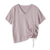 Large size salty and sweet drawstring lace-up sweater T2026 summer new pullover cool top 244568