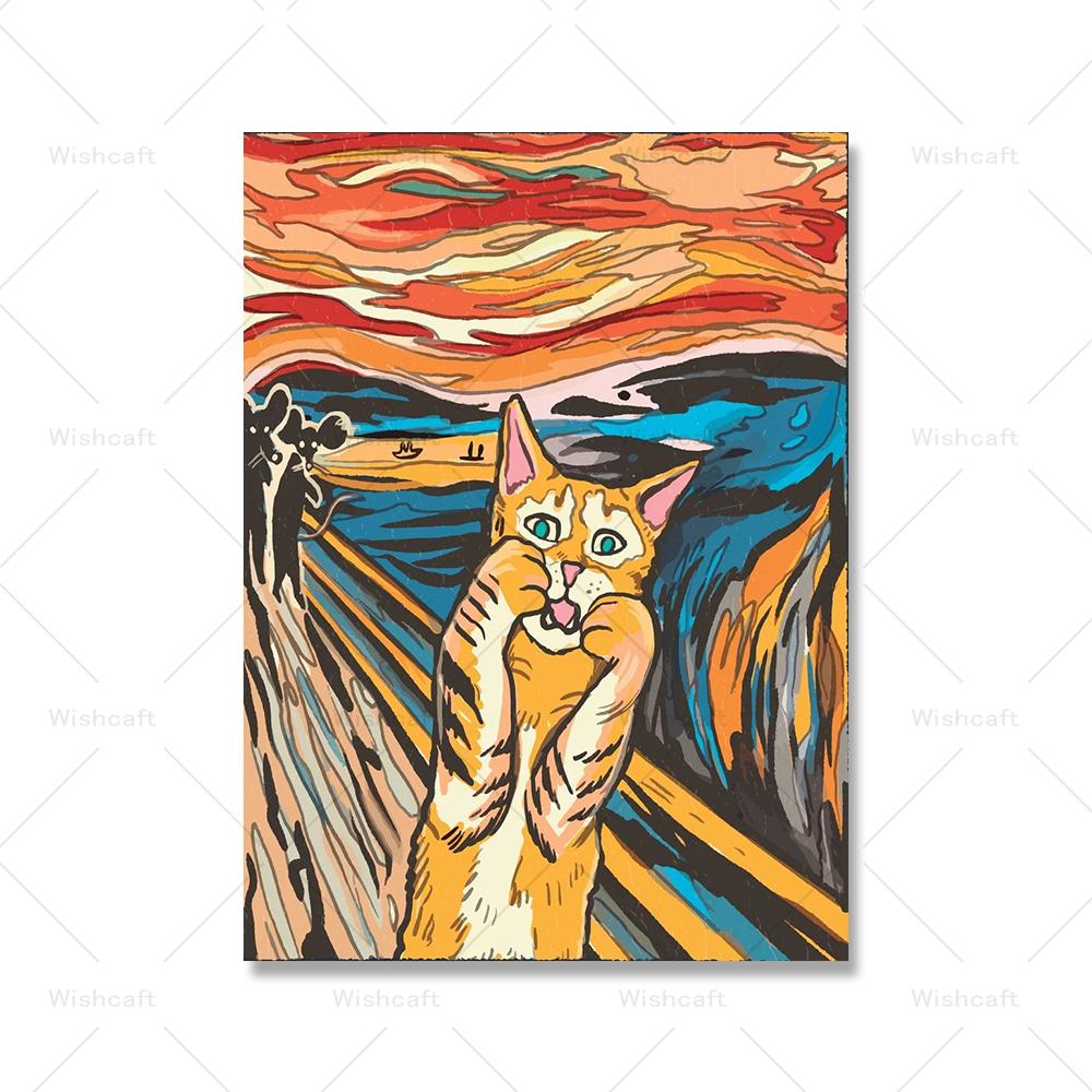 Мрачная татуировка кота на красном солнце, холст, картина, забавный милый кот, самурай, плакат с принтом, детская кровать, домашняя комната, настенное художественное украшение, фотографии