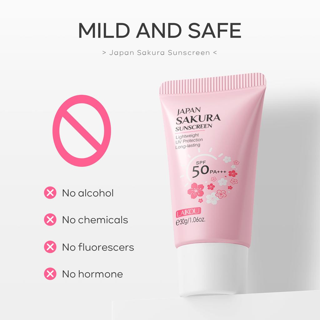 LAIKOU Солнцезащитный крем с цветками японской вишни 30 г Увлажняющий и изолирующий увлажняющий крем