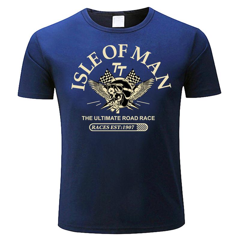 Футболка мужская хлопковая Isle of Man TT Races The Ultimate Road Race EST1907 Skull Helmet T-Shirt Fashion T-Shirt