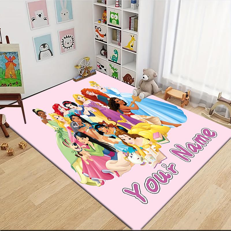 Custom Name Princesses Together Carpet Rug Customizable Soft Washable Anti-Slip Home Living Room Sofa Mats Personalized Rug. 090991