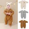 Babykoi Baby Clothes Long Sleeve Romper Spring Autumn Winter Clothes Newborn Thick Cotton Coveralls Baby Girls Preparing for Maternity Gift Plain