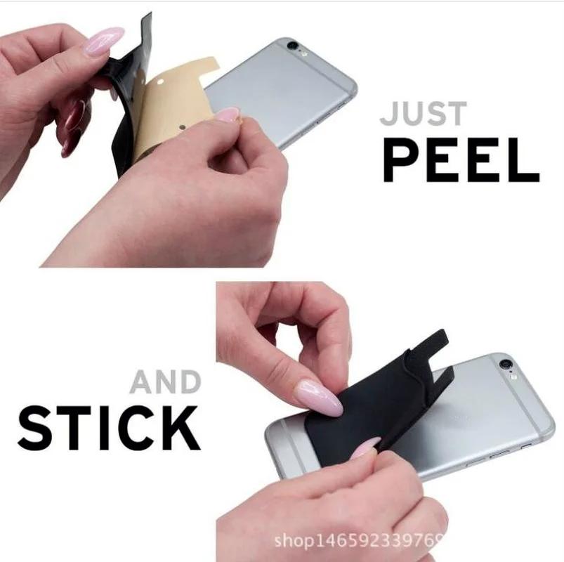 3 штуки наклейки для мобильного телефона, портативный чехол для мобильного телефона, эластичный клей, кошелек для мобильного телефона (Случайный цвет)