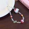 Beaded Bow Phone Case Lanyard Anti-lost Colorful Ball Beaded Phone Strap  DIY Decor