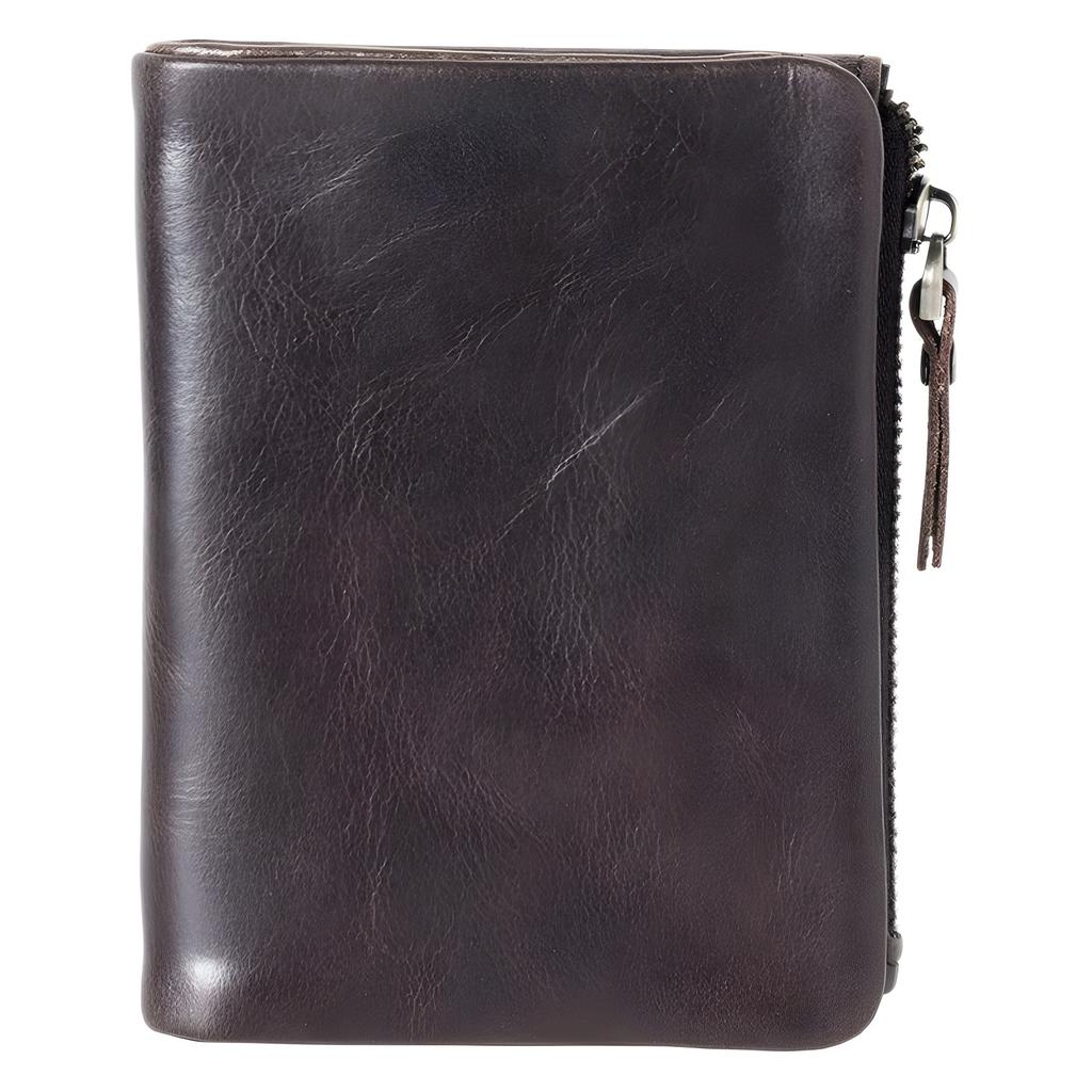 Leather Wallet Men's Leather Wallet Short Slim Portable Card Holder Fashion Casual Zipper Small Coin Purse Men's Leather Wallet Large Capacity