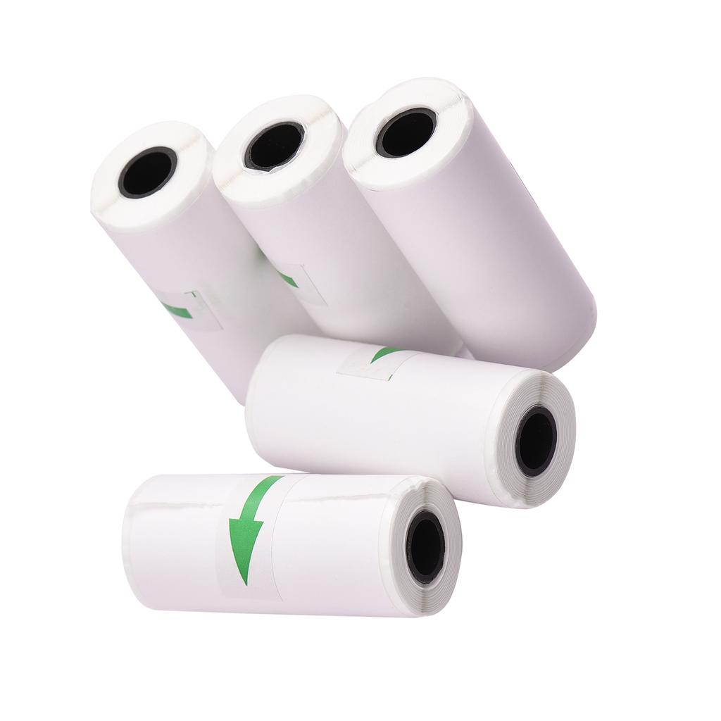5pcs Adhesive Thermal Receipt Sticker Paper Rolls 57*25mm for Mini Pocket Photo Printer Peripage Poooli Paperang High
