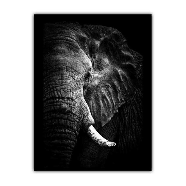 Animal Canvas Painting Elephant Black and White Poster Office Wall Painting Living Room Corridor Home Decoration Mural No Frame