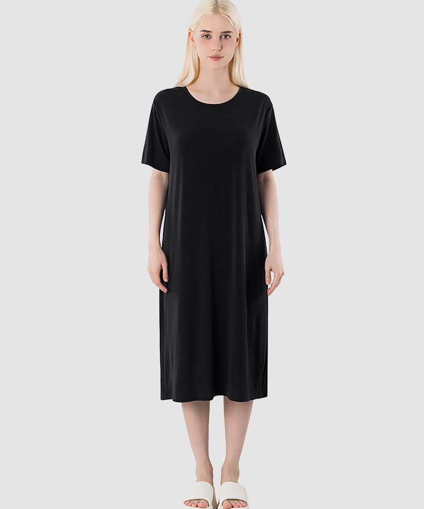 Armedes Women'S Loose Fit Short Sleeve Long Dress Ar-314