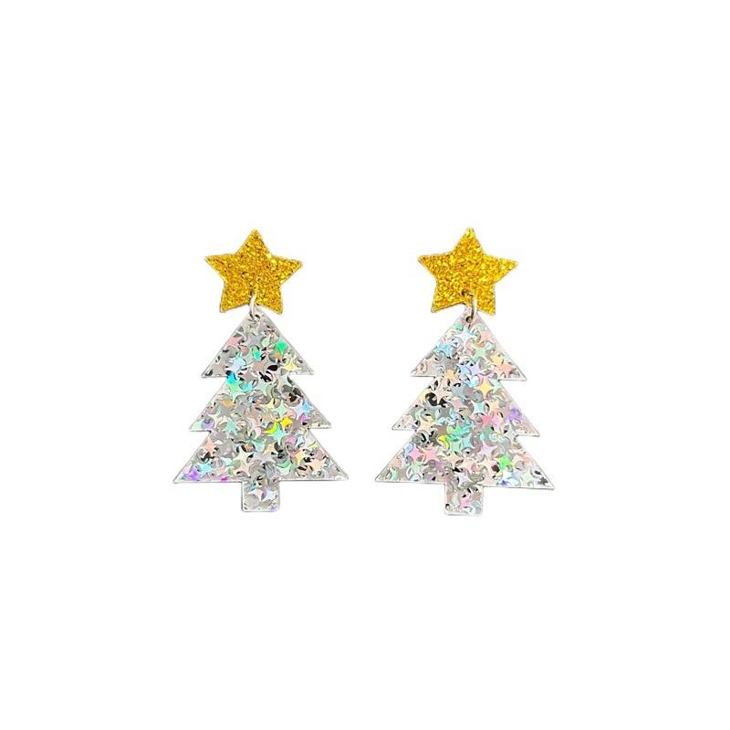 16 Style Christmas Style Cartoon Dangle Earrings for Women Cute Star Leaf Snowman Cup Socks Alpaca Tree Dangle Earrings Party F