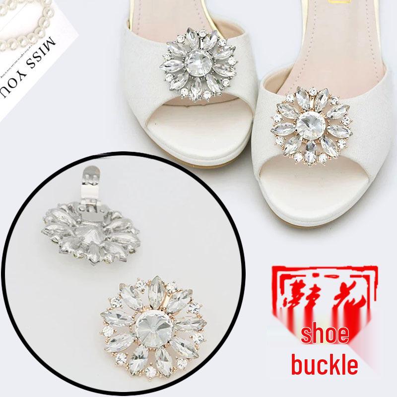Crystal Sunflower Shoe Buckle: Detachable High Heel Decoration Accessories for Weddings