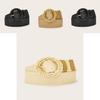 Simple Solid Color Bead Ring Buckle Decoration Women Woven Belt For Casual Ethnic Wear