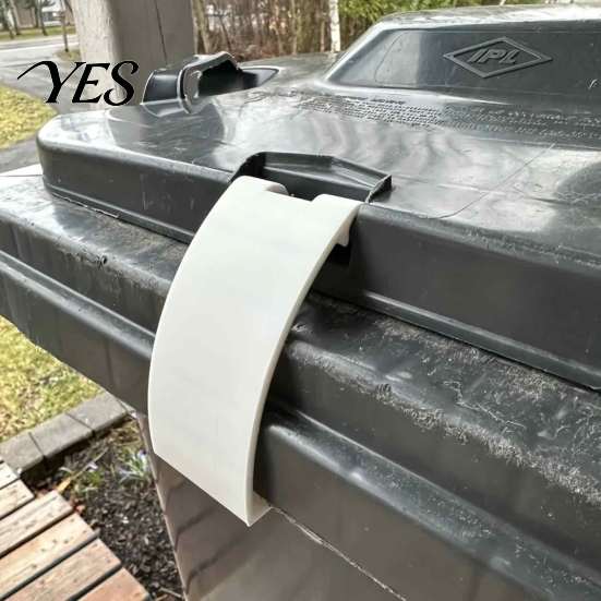 Weather Resistant Bin Fastener Trash Can Lid Cover Clip, Retainer Waste Management Security Snap-on Pipe Decor Cover, Weatherproof Outdoor Garbage