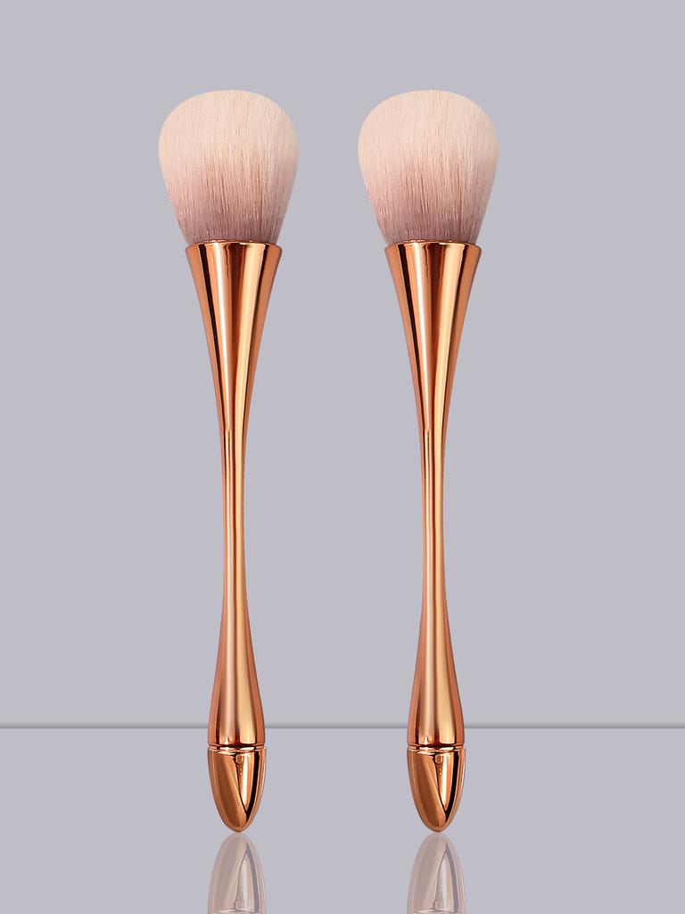 2pcs Rose Gold Professional Makeup Brush, Loose Powder Blush Brush, London Brush, Beginner's Daily Touch-up and Beauty Tool