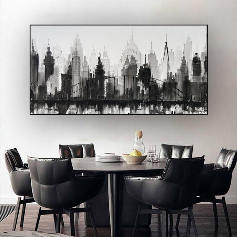 Горизонт Торонто, пейзаж, настенные художественные постеры и принты, черно-белые, вид на город Торонто, холст, живопись, художественные фотографии, домашний декор