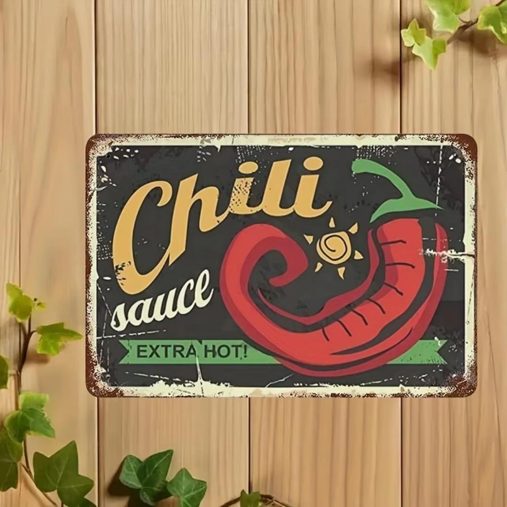 Vintage Advertisement With Chili Pepper Vintage Metal Tin Sign Wall Decor , Farmhouse Decor,20X30CM
