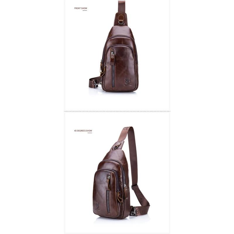 BULLCAPTAIN Genuine Leather Crossbody Bags Men Leather Shoulder Men Chest Bags Fashion Travel Handbags Man Messenger Bag Male