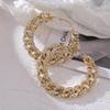 Серьги-кольца с большой металлической цепочкой и кристаллами для женщин, преувеличенные геометрические круги золотого и серебряного цвета, смешанные серьги, ювелирные изделия