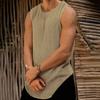 Men Vest Round Neck Sleeveless Vest Solid Fit Color Loose Knitting Bodybuilders Gym Camisole Streetwear