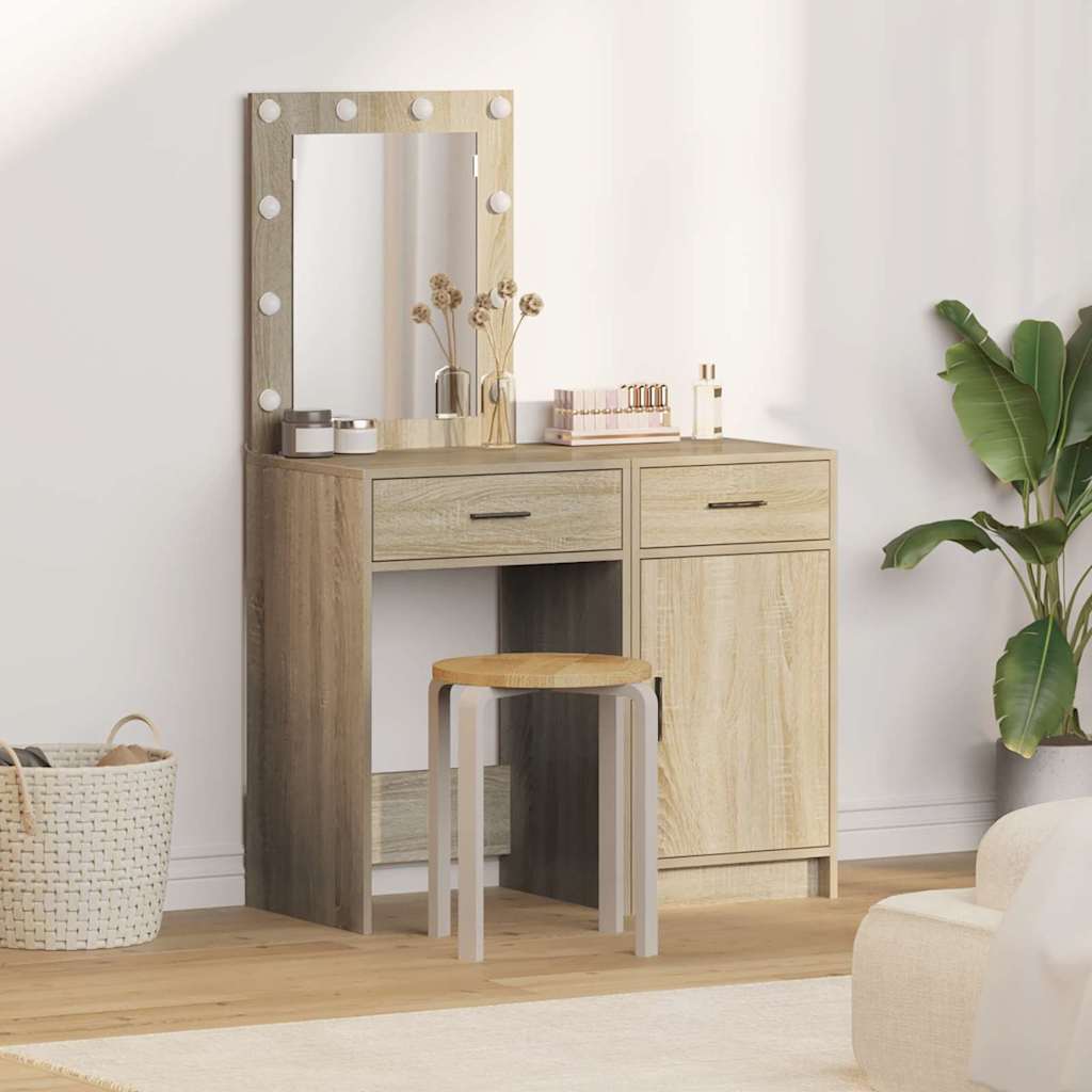 Makeup Table with Door 2 pcs Brown 50 x 41 x 135 cm Particleboard