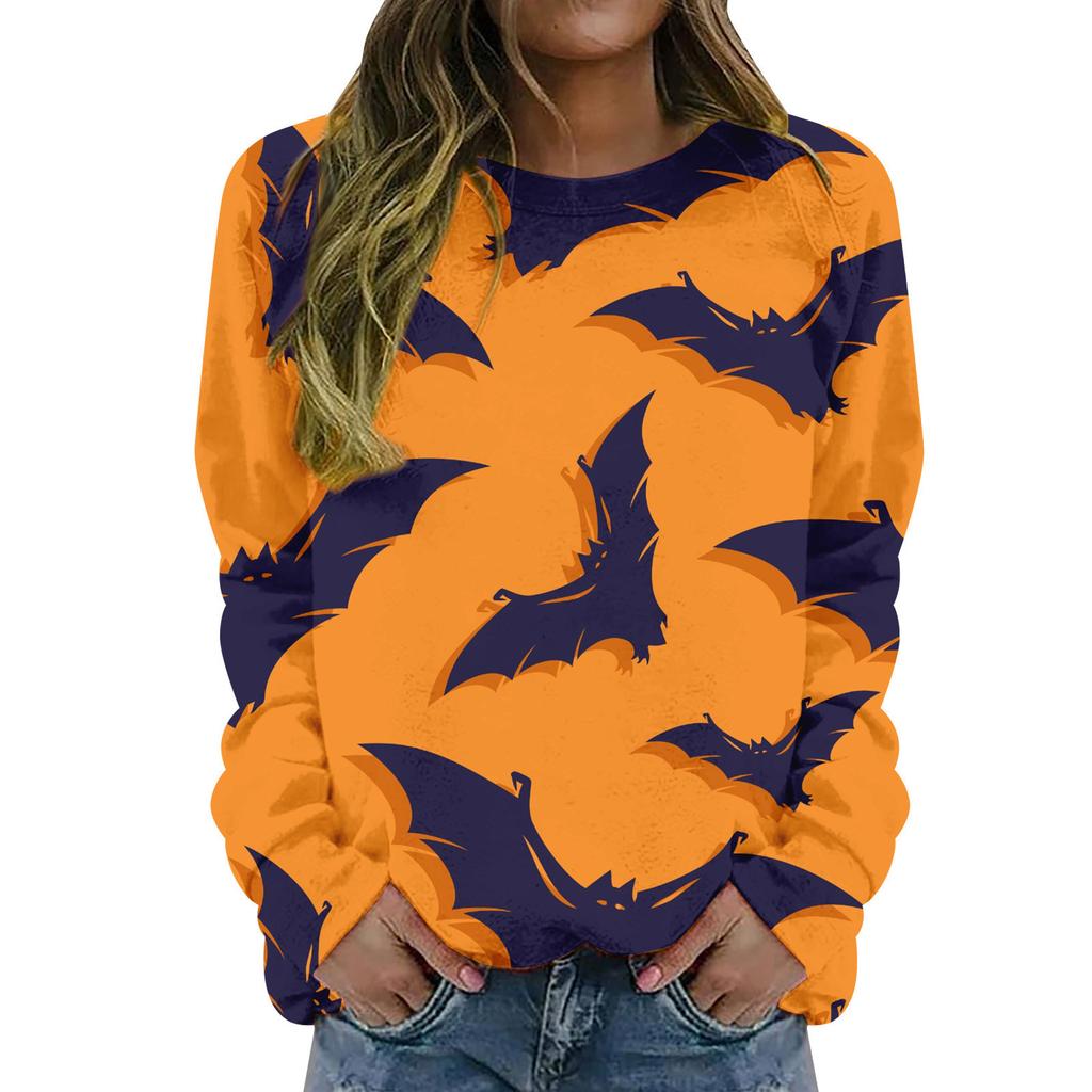 Autumn and Winter New Women's Clothing 3D Digital Printing Fashion Casual Personality Crew Neck Long Sleeve Halloween Sweater