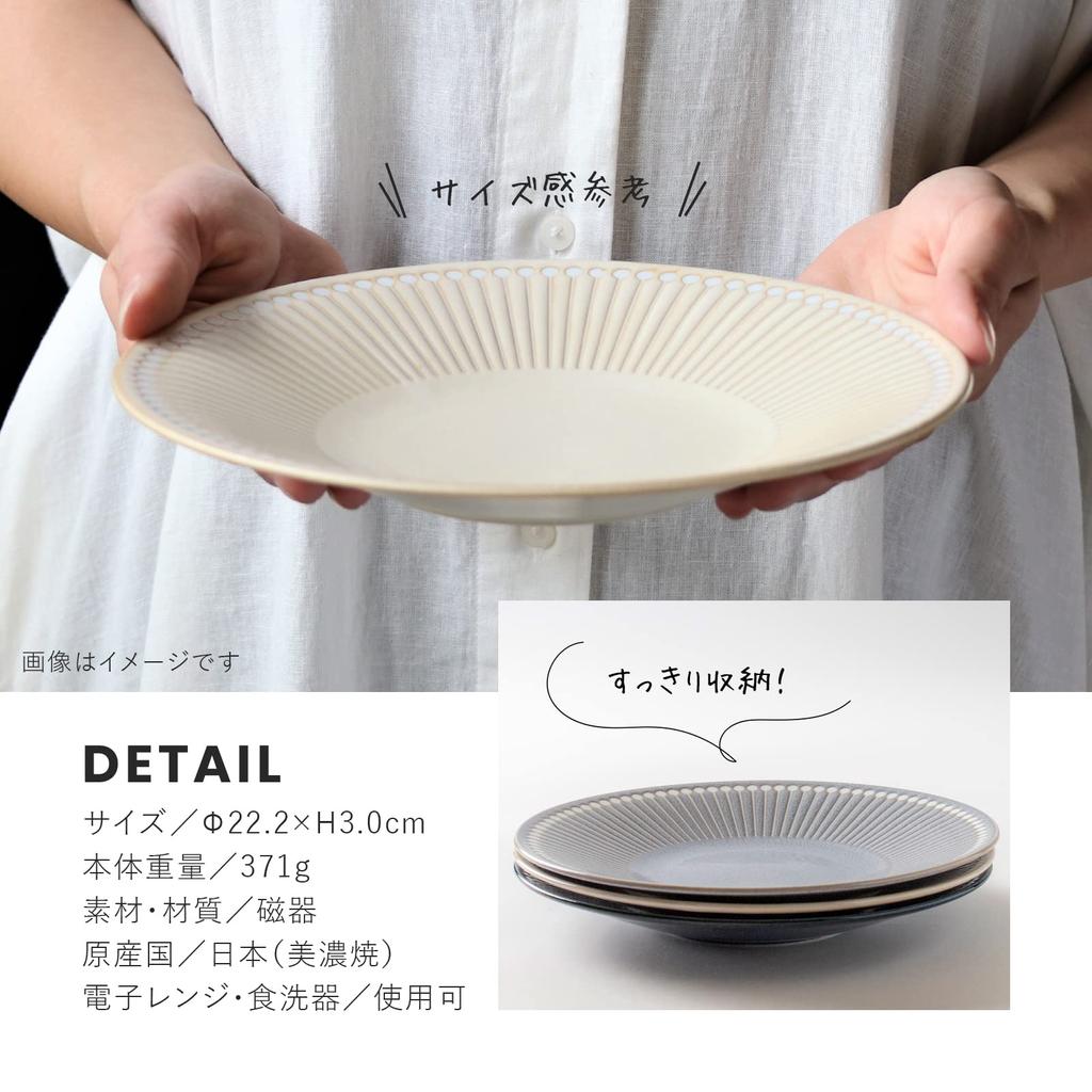 Minoru Pottery Mino Ware Albee 220 Plate Set 3-Color (Gray, Navy, Beige)