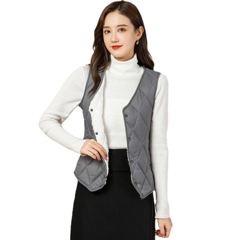 Женская хлопковая одежда, жилет, повседневный пуховый жилет с защитой от холода, тонкий пуховый жилет с воротником-стойкой, куртки