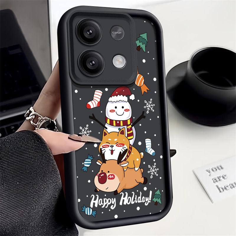 Чехол для телефона Merry Christmas Snowman Elk Print для Xiaomi 13T Pro 11T Poco F6 X6 Redmi Note 13 12 11 Pro 10, мягкий матовый противоударный защитный чехол из ТПУ
