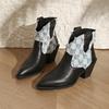 Модные осенние новые массивные одинарные ботинки женские модные заостренные джинсовые сшитые рукава удобные ботильоны