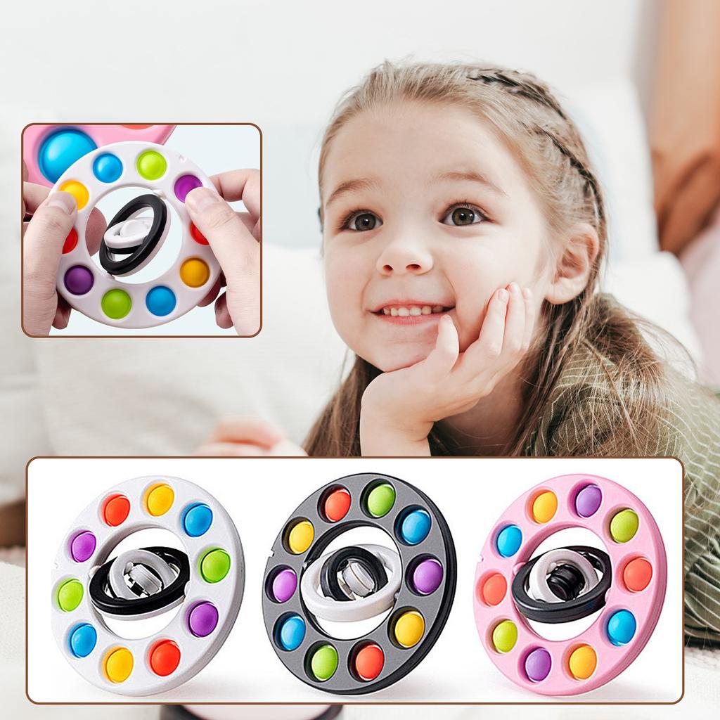 3D Infinite Flip Spinner Toy with Bubble Popper Ring Sensory Fidget Toy for Stress Relief and Focus Development Suitable for Kids and Adults