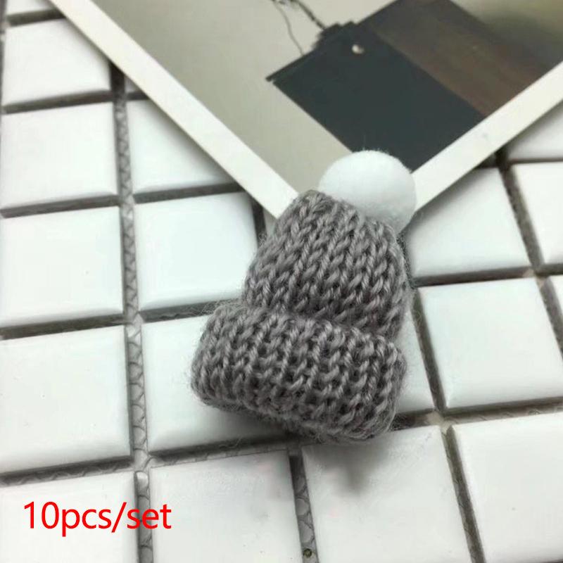 10 шт. Мини-вязаные шапки, рождественская шапка, шерстяная кукольная шапка для рождественских украшений, материалы для шитья и рукоделия, украшения для рождественской елки