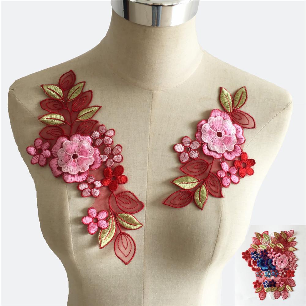 Computer Embroidery Polyester Lace Collar Pair Diy Three-Dimensional Clothing Accessories Decal