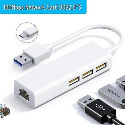 Конвертер сетевой карты RJ45 Type-C в USB, USB 2.0 HUB, Адаптер проводной сети 100 Мбит/с без драйверов