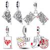Playing Cards Charms Bead Copper Spades K Hearts Q Dangle Pendant Fit Bangle Bracelet Necklace Diy Jewelry