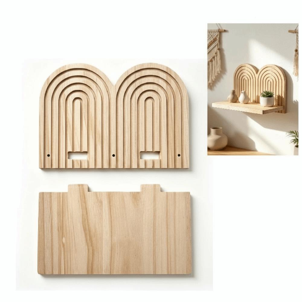 Floating Design Wall Mounted Shelves Multi-Layer Design Wooden Shelves Arched Wall Shelves  Bedroom