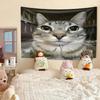 Крупный план Мордочки Кошки Гобелен Усы Большие Глаза Мягкая Текстура Шерсти Уникальное Настенное Искусство для Спальни Подарок Любителю Животных