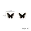 Korean Crystal Butterfly Stud Earrings Unique Black Color Enamel Geometric Personality Women Jewelry