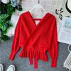 Autumn/winter Sexy V-neck Bat Sleeve Knit Slimming Short Sweater