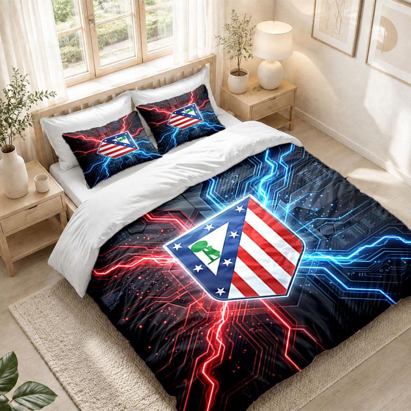Bedding Set 1 Duvet Cover 2 Pillowcases Atletico Madrid Print Bedroom Home Decoration