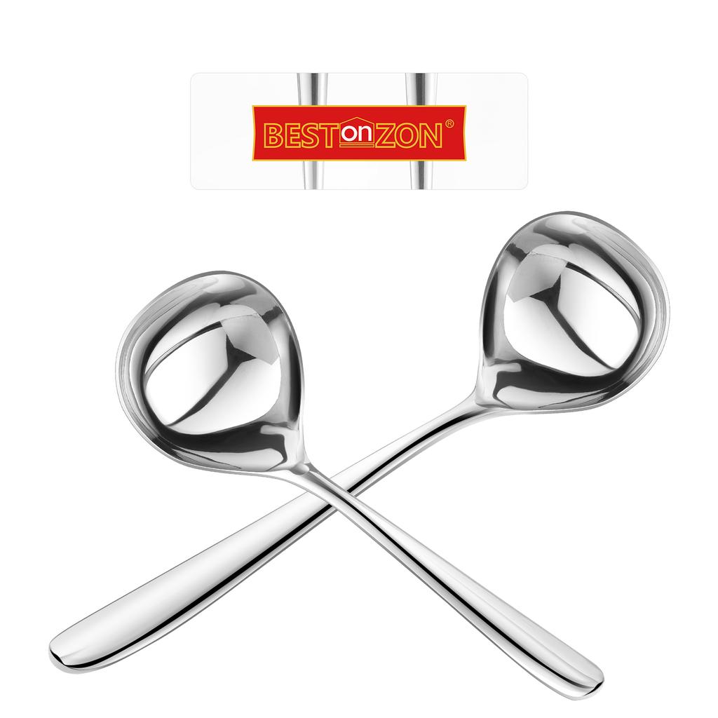 2 Pcs Korean Spoons Salad Stainless Steel Ladle Kitchen Scoops No-rust Soup Cooking Kitchenware